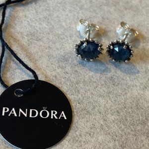 PANDORA SS Blue Crystal Earrings